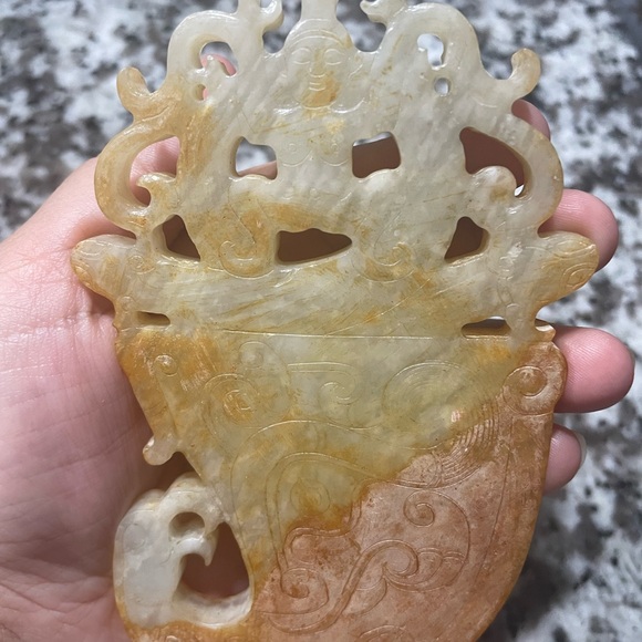 Antique Carved Jade Pendant Size5” - Picture 10 of 14